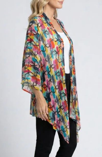 Apny Floral Open Front Jacket In Multi