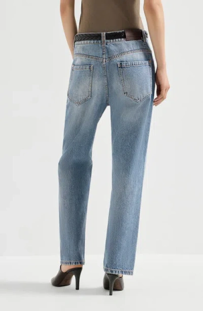 Brunello Cucinelli Logo Patch Mid-rise Straight-fit Jeans In Blue