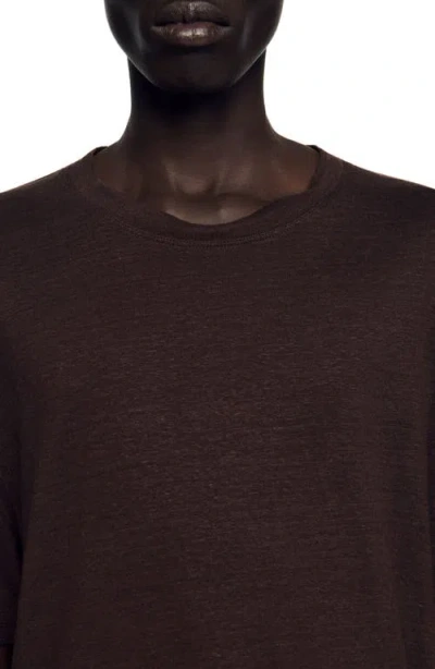 Sandro Linen T-shirt In Brown