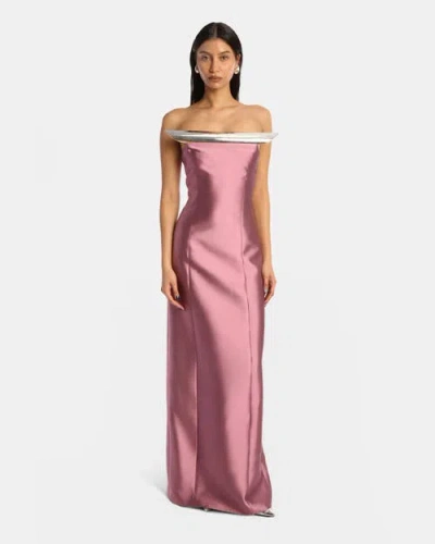Kate Barton Sculpted Column Gown In Pink