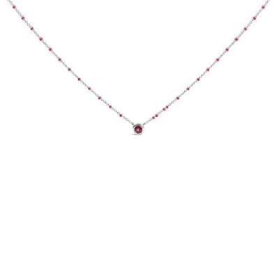 Haus Of Brilliance Sterling Silver Rhodolite Enamel Bead Chain Necklace 18 Inch In White