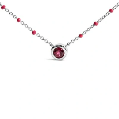 Haus Of Brilliance Sterling Silver Rhodolite Enamel Bead Chain Necklace 18 Inch In White
