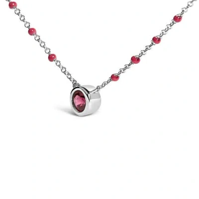 Haus Of Brilliance Sterling Silver Rhodolite Enamel Bead Chain Necklace 18 Inch In White