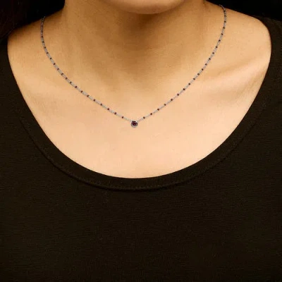Haus Of Brilliance Sterling Silver Rhodolite Enamel Bead Chain Necklace 18 Inch In White