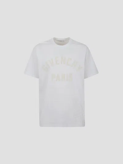 Givenchy Paris Logo Zigzag Stitching T-shirt In White