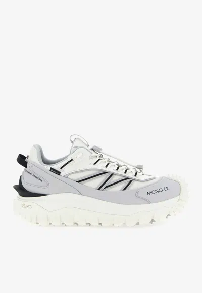 Moncler Light Grey Real Leather Trailgrip Gtx Low Top Sneakers In Gray