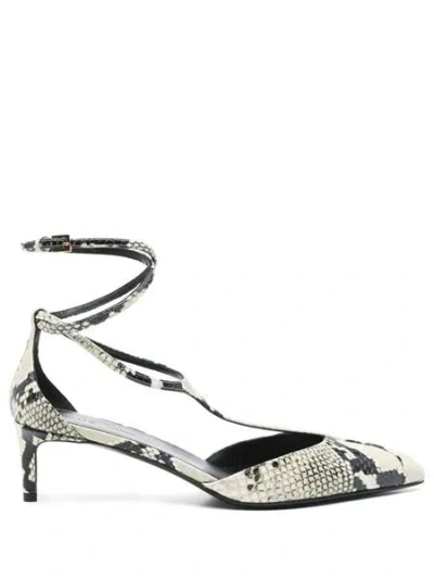 Khaite Python-print Ankle Strap Pumps With 4.5 Cm Heel In Gray
