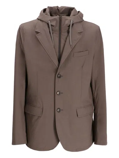 Herno Resort Blazer In Nylon Comfort Stretch In Brown
