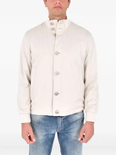 Herno Buttoned Bomber Jacket In White
