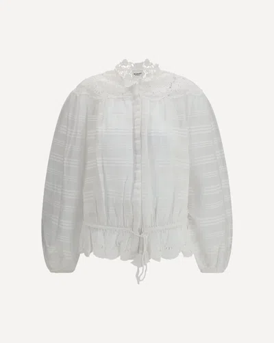 Isabel Marant Étoile Isabel Marant Etoile Women 'polly' White Blouse With Choker Neckline And Adjustable Waist With Draws
