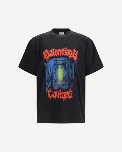 Balenciaga Cotton Salon De Couture Gothic T-shirt In Black