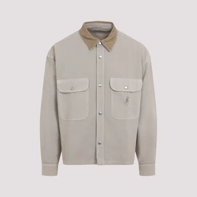 Carhartt Wip Prescott Shirt Jacket In Cotton Canvas Beige In Gray