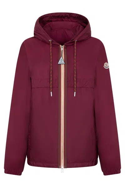Moncler Hooded Jacket With Adjustable Hood For Men In Burgundy