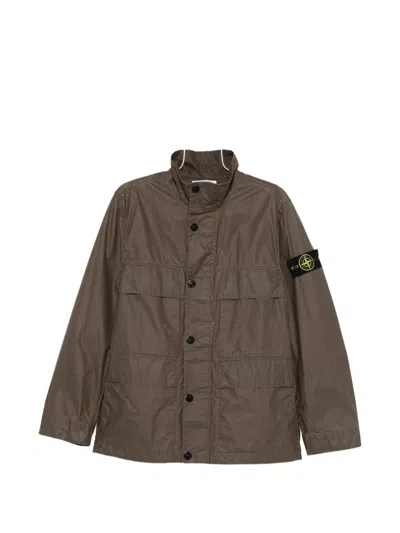 Stone Island Field Jacket With Pigmented Wax Coating