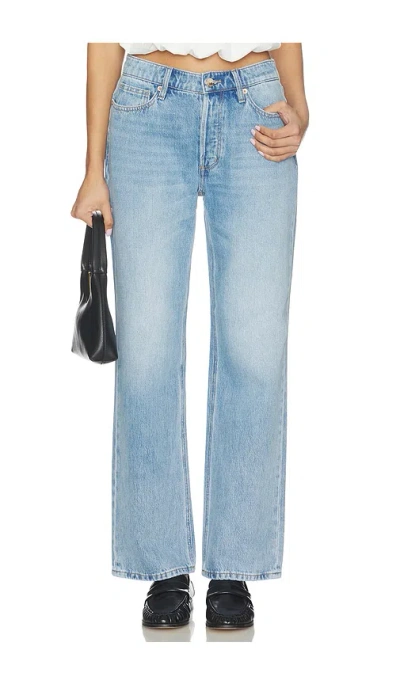 Rolla's 90s Relaxed Faded Blue High Waist Nonstretch Straight Leg Jeans In Blue