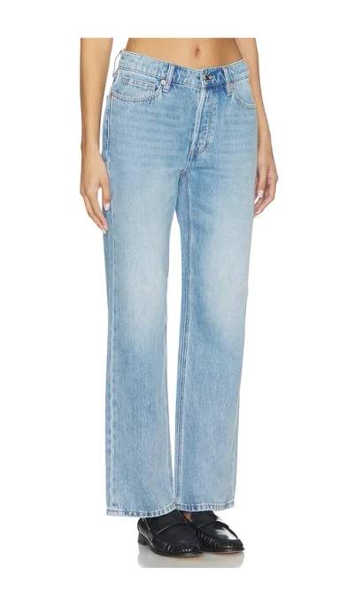 Rolla's 90s Relaxed Faded Blue High Waist Nonstretch Straight Leg Jeans In Blue
