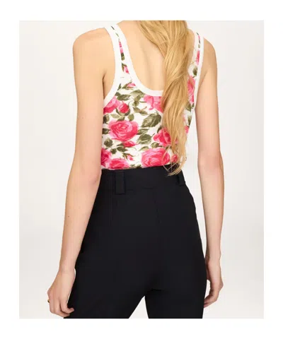 Chloé Cotton Henley Tank Top With All-over Floral Pattern In Pink