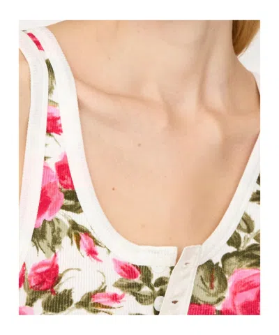 Chloé Cotton Henley Tank Top With All-over Floral Pattern In Pink