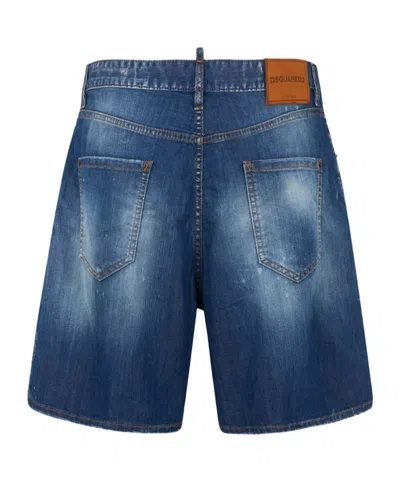 Dsquared2 Logo-patch Denim Shorts In Blue