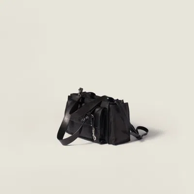 Miu Miu Shoulder Bag Adjustable Strap Front And Side Pockets In Black
