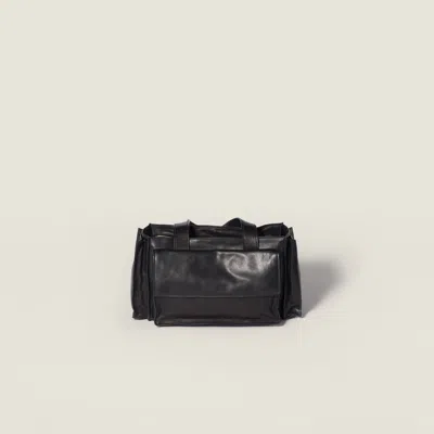 Miu Miu Shoulder Bag Adjustable Strap Front And Side Pockets In Black