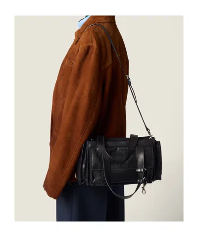 Miu Miu Shoulder Bag Adjustable Strap Front And Side Pockets In Black