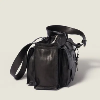Miu Miu Shoulder Bag Adjustable Strap Front And Side Pockets In Black