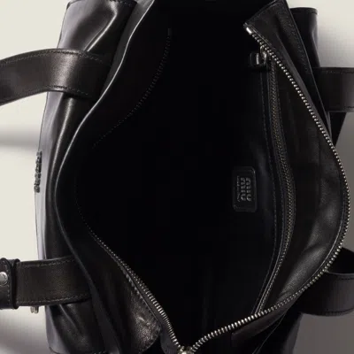 Miu Miu Shoulder Bag Adjustable Strap Front And Side Pockets In Black