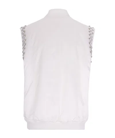 P.a.r.o.s.h Sleeveless Bomber Jacket With Studs In White