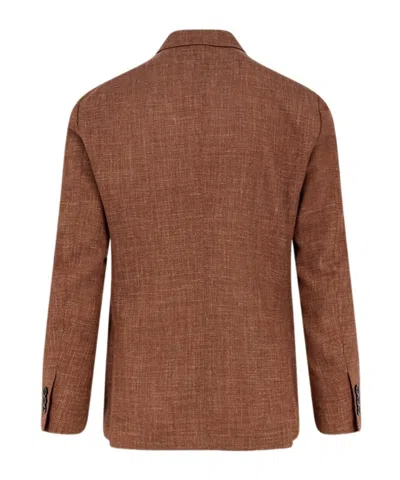 Lardini Double-breasted Wool Jacket In Brown