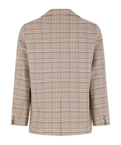 Auralee Checked Shirt Jacket In Neutral