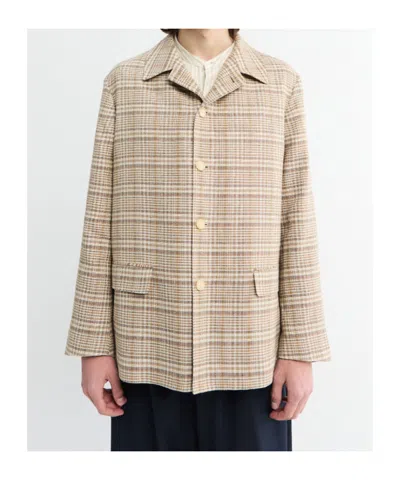 Auralee Checked Shirt Jacket In Neutral
