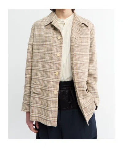 Auralee Checked Shirt Jacket In Neutral