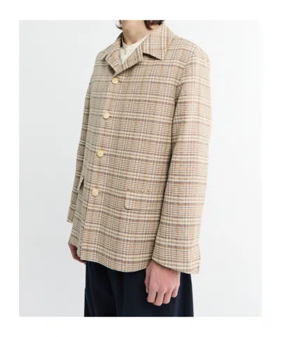 Auralee Checked Shirt Jacket In Neutral