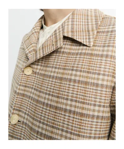 Auralee Checked Shirt Jacket In Neutral
