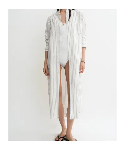 Totême Cotton Silk Summer Tunic Dress In White