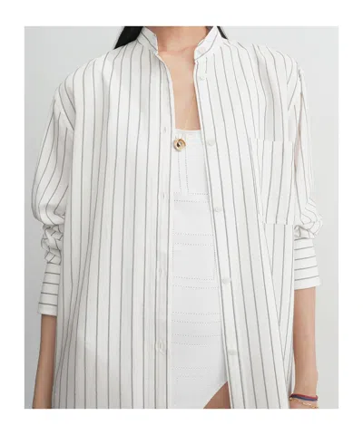 Totême Cotton Silk Summer Tunic Dress In White