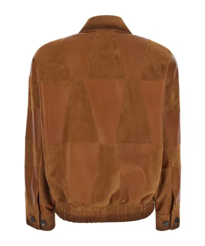 Versace Silk Nylon Patchwork Coat Elasticated Hem In Brown