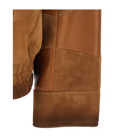 Versace Silk Nylon Patchwork Coat Elasticated Hem In Brown