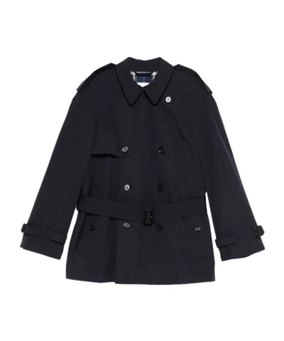 Burberry Double-breasted Coat In Blue