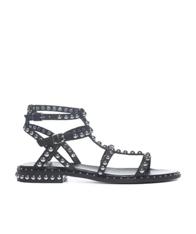 Ash Precious Stud Embellished Sandals In Black