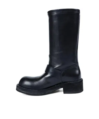 Ann Demeulemeester Sarith Engineer Buckle-detail Leather Biker Boots In Black