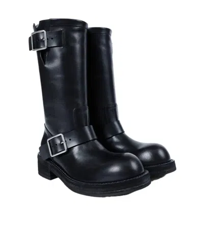Ann Demeulemeester Sarith Engineer Buckle-detail Leather Biker Boots In Black