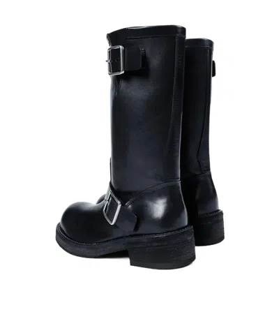 Ann Demeulemeester Sarith Engineer Buckle-detail Leather Biker Boots In Black