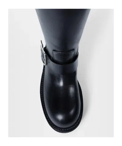 Ann Demeulemeester Sarith Engineer Buckle-detail Leather Biker Boots In Black