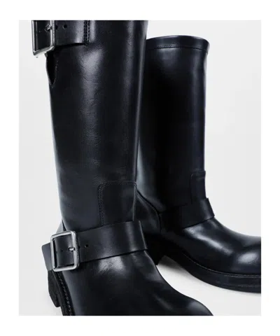 Ann Demeulemeester Sarith Engineer Buckle-detail Leather Biker Boots In Black