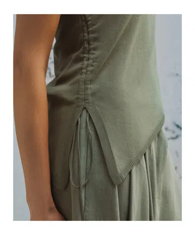 Marella Asymmetrical Drawstring Sweater In Green