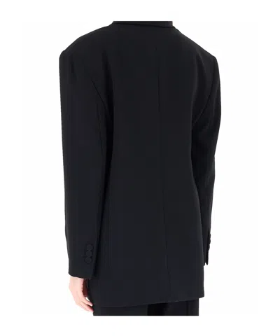 Marella Black Mltfervore Structured Double-breasted Blazer In Black