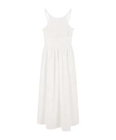 Emporio Armani Long Dress In Poplin With Smocked Motif In Purple