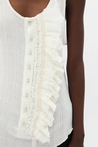 Ann Demeulemeester Rase Serafino Ruffled Tank Top In White
